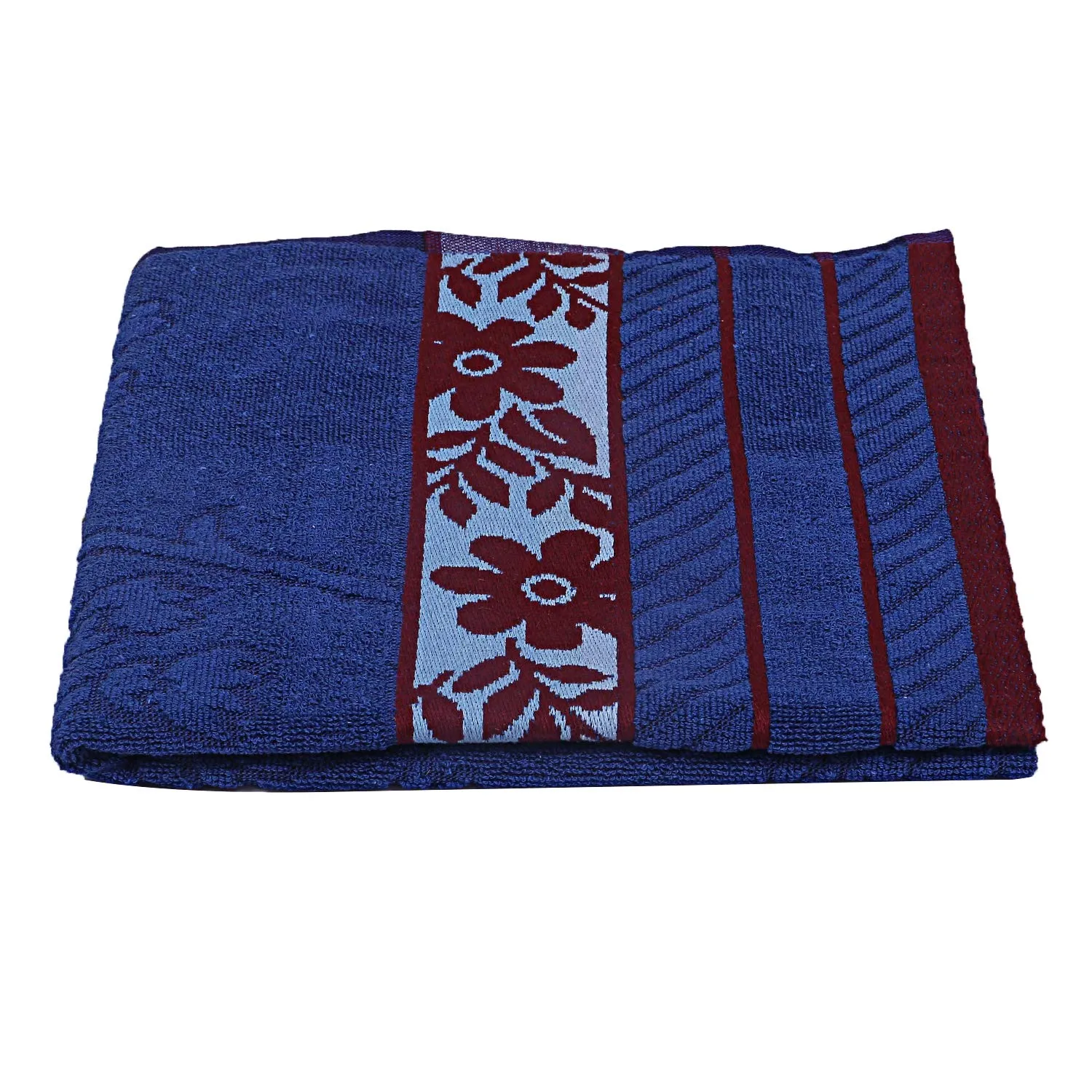 Kuber Industries 100% Cotton 2 Pieces Bath Towel 27" x54” (Blue & Maroon) -CTKTC28927