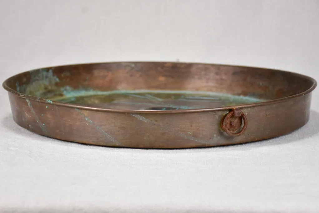 Large 18th century French copper escargot cooker / egg poaching pan - 7 places 17"