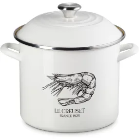 Le Creuset 10 qt. Enamel on Steel Traditional Shrimp Stockpot with Lid, 10 qt. - White