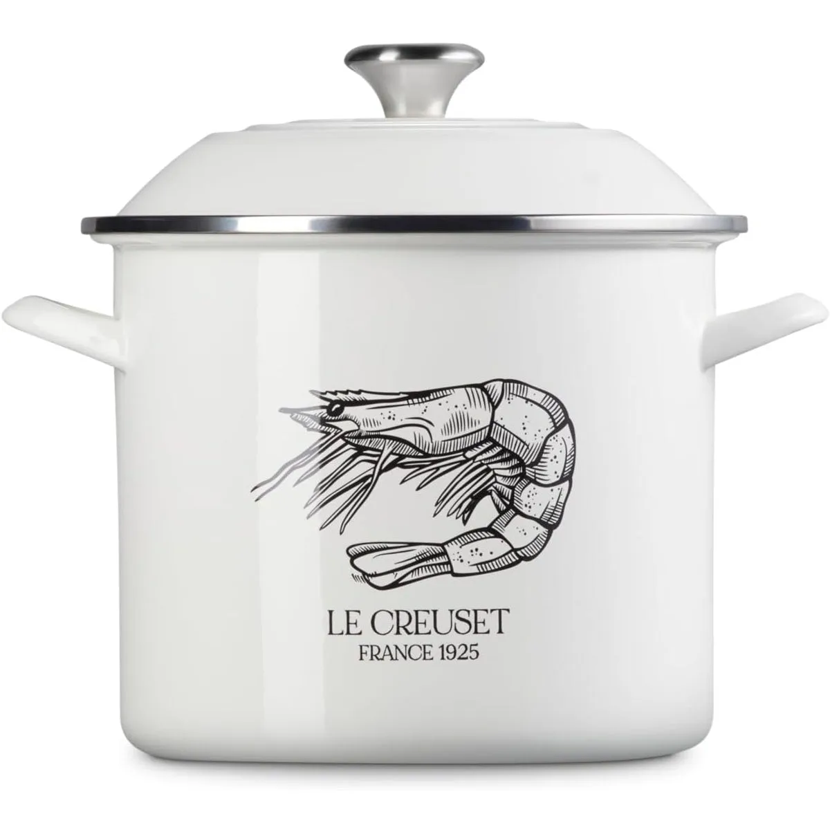 Le Creuset 10 qt. Enamel on Steel Traditional Shrimp Stockpot with Lid, 10 qt. - White