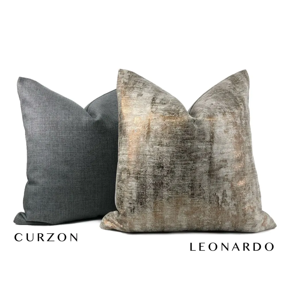 Leonardo Metallic Bronze Gray Patina Texture Pillow Cover