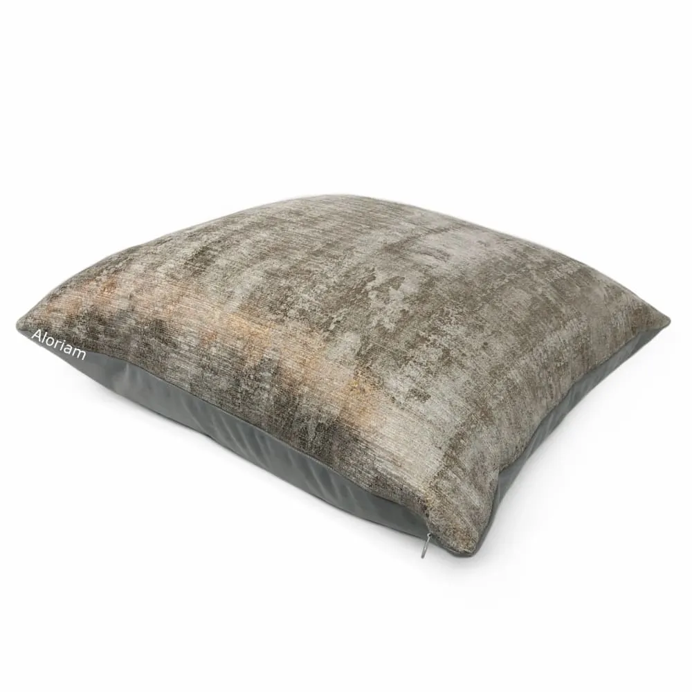 Leonardo Metallic Bronze Gray Patina Texture Pillow Cover