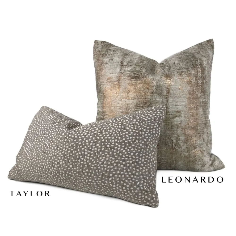 Leonardo Metallic Bronze Gray Patina Texture Pillow Cover