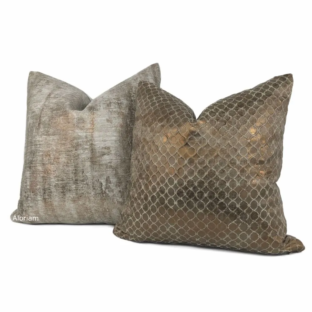 Leonardo Metallic Bronze Gray Patina Texture Pillow Cover