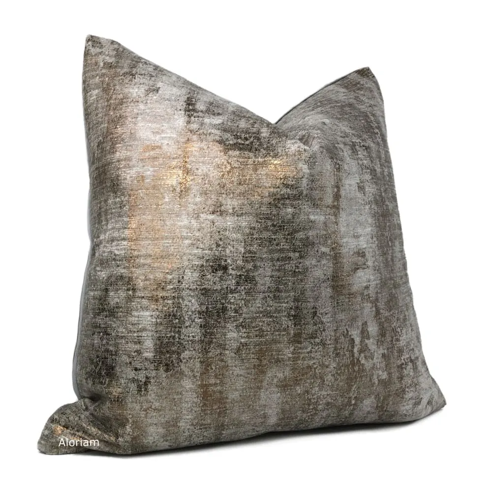 Leonardo Metallic Bronze Gray Patina Texture Pillow Cover