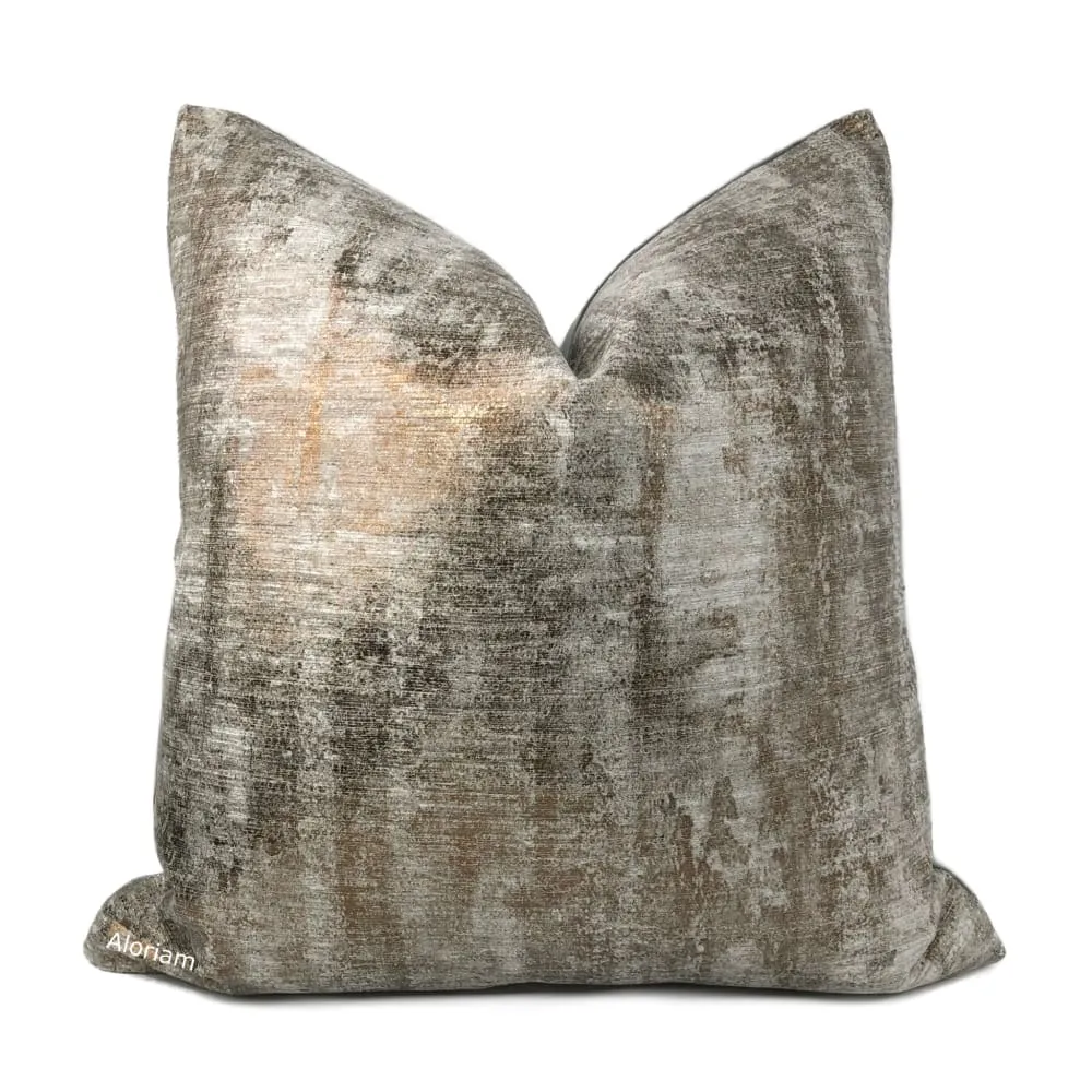 Leonardo Metallic Bronze Gray Patina Texture Pillow Cover