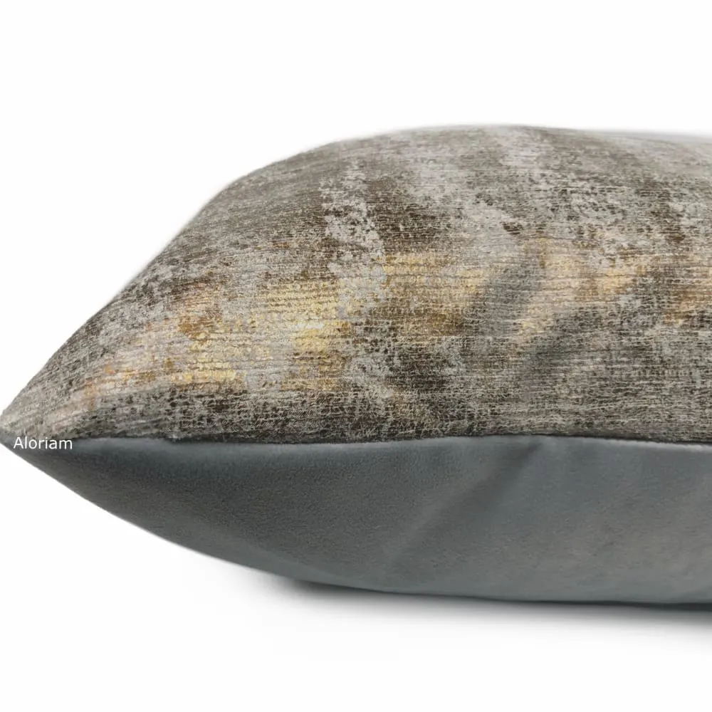 Leonardo Metallic Bronze Gray Patina Texture Pillow Cover