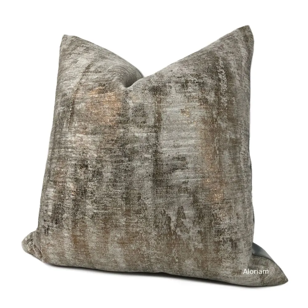 Leonardo Metallic Bronze Gray Patina Texture Pillow Cover