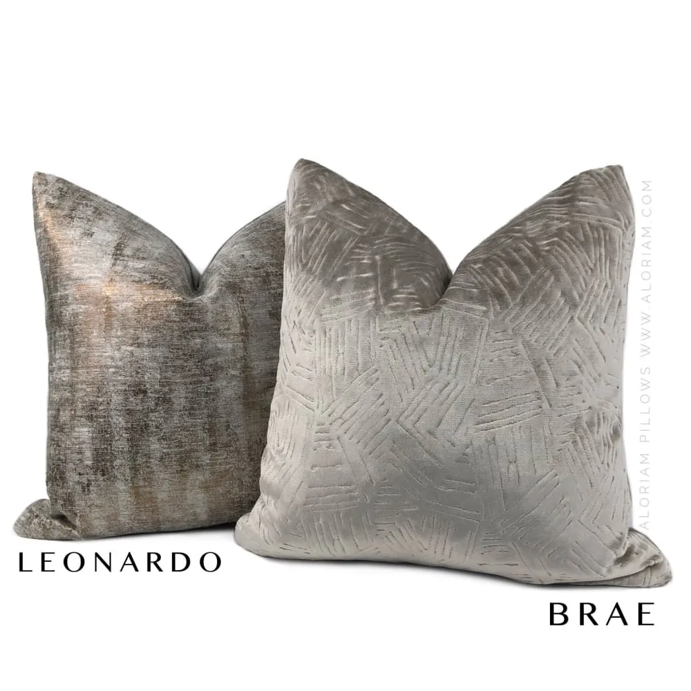 Leonardo Metallic Bronze Gray Patina Texture Pillow Cover