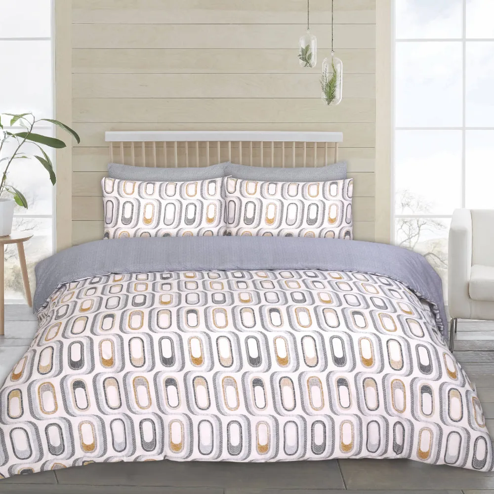 Lewis's Twin Pack Retro / Weave Duvet Set - Natural