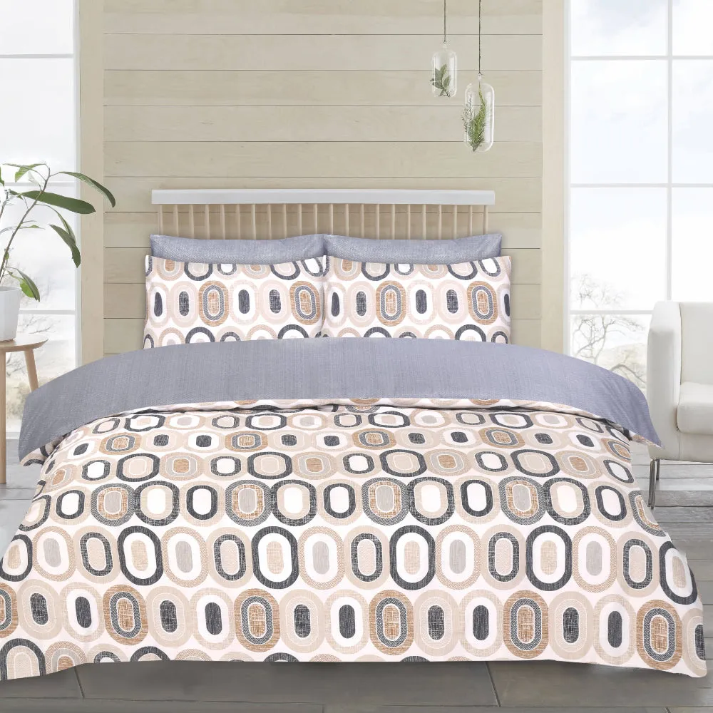 Lewis's Twin Pack Retro / Weave Duvet Set - Natural