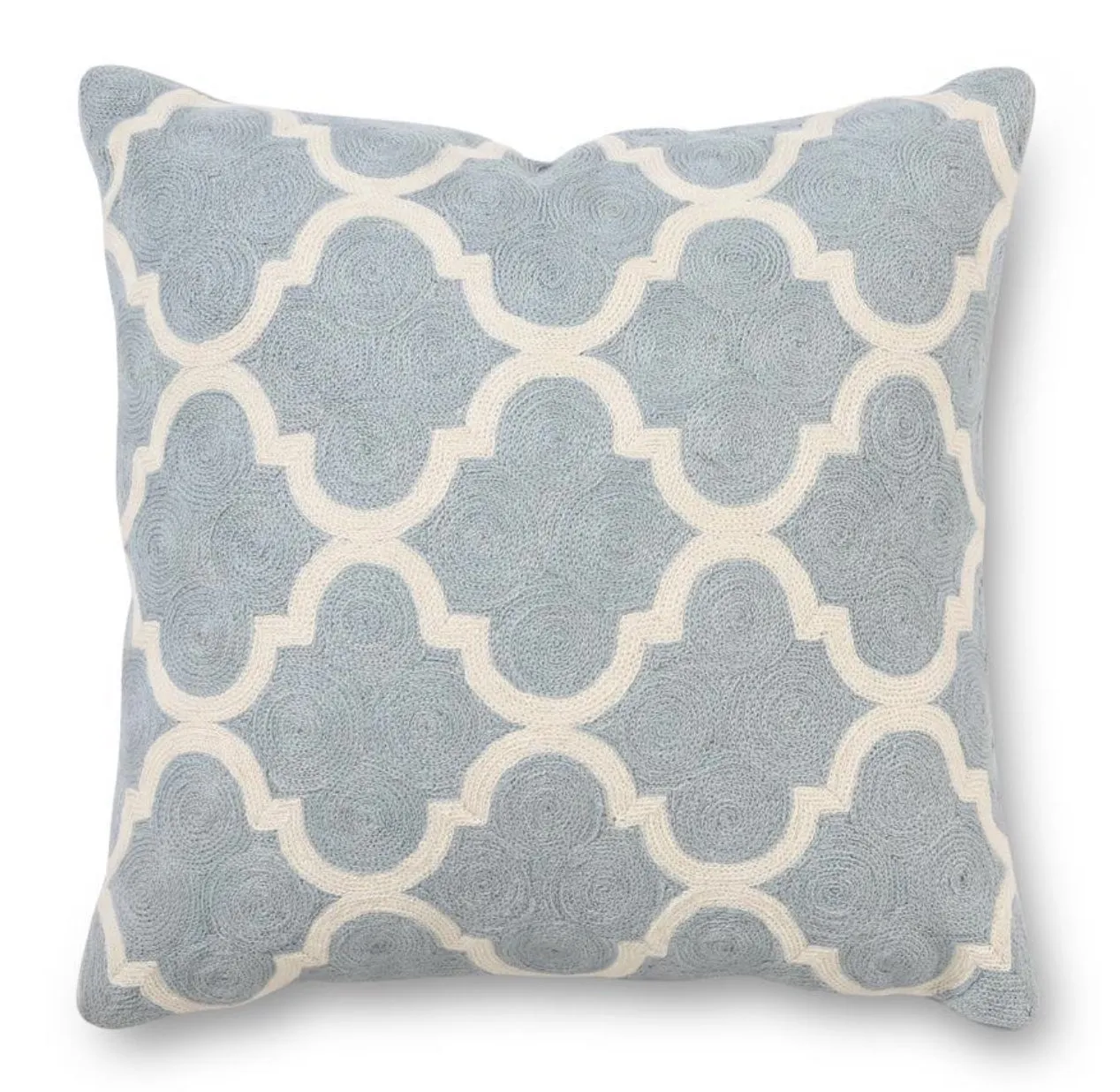 Light Blue & White Quatrefoil Pillow