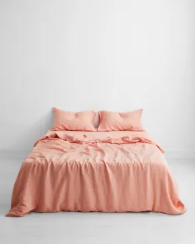 Linen Bedding Duvet Cover | 3 Pc Set | Peach