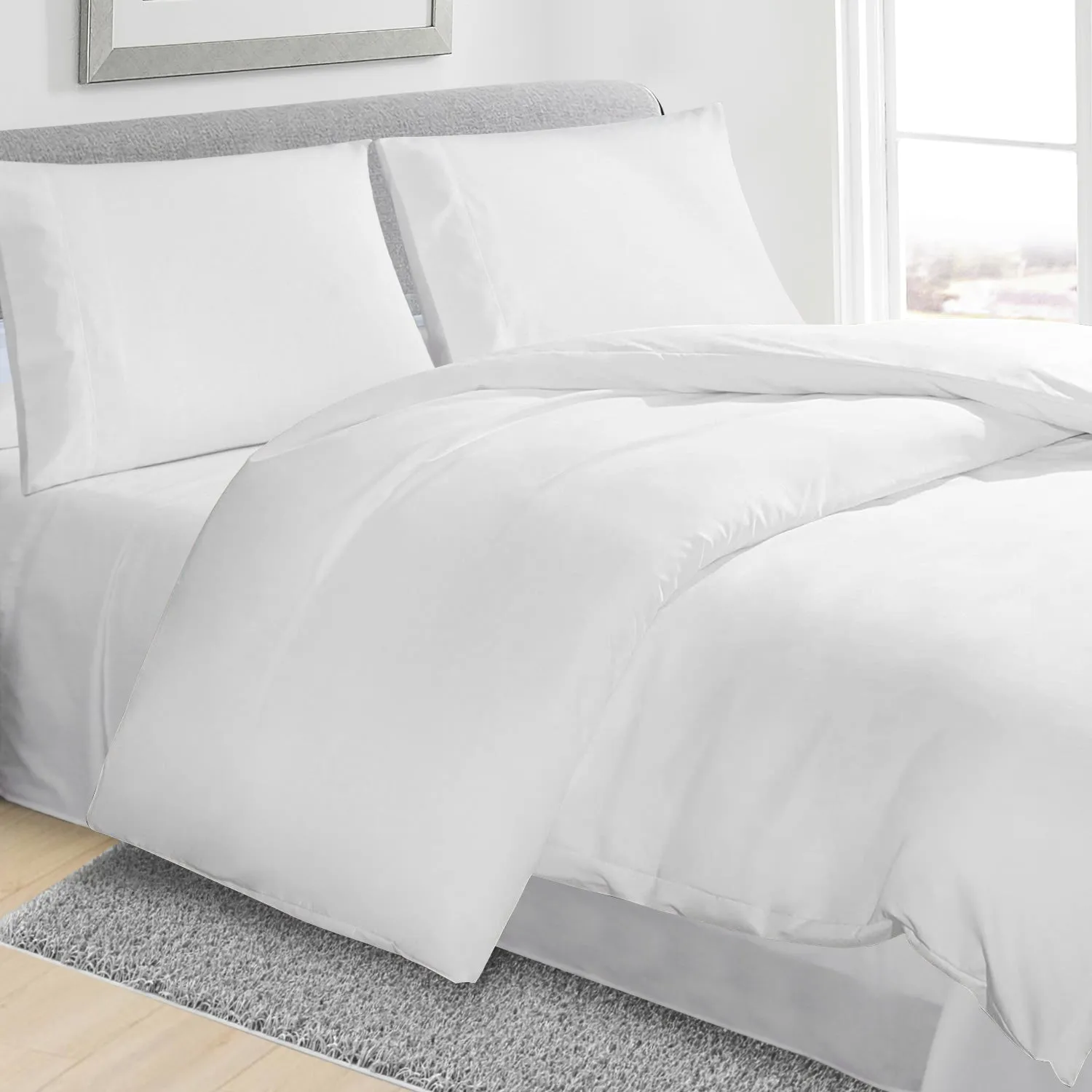 Linenova Cotton Blend White Quilt Cover Set