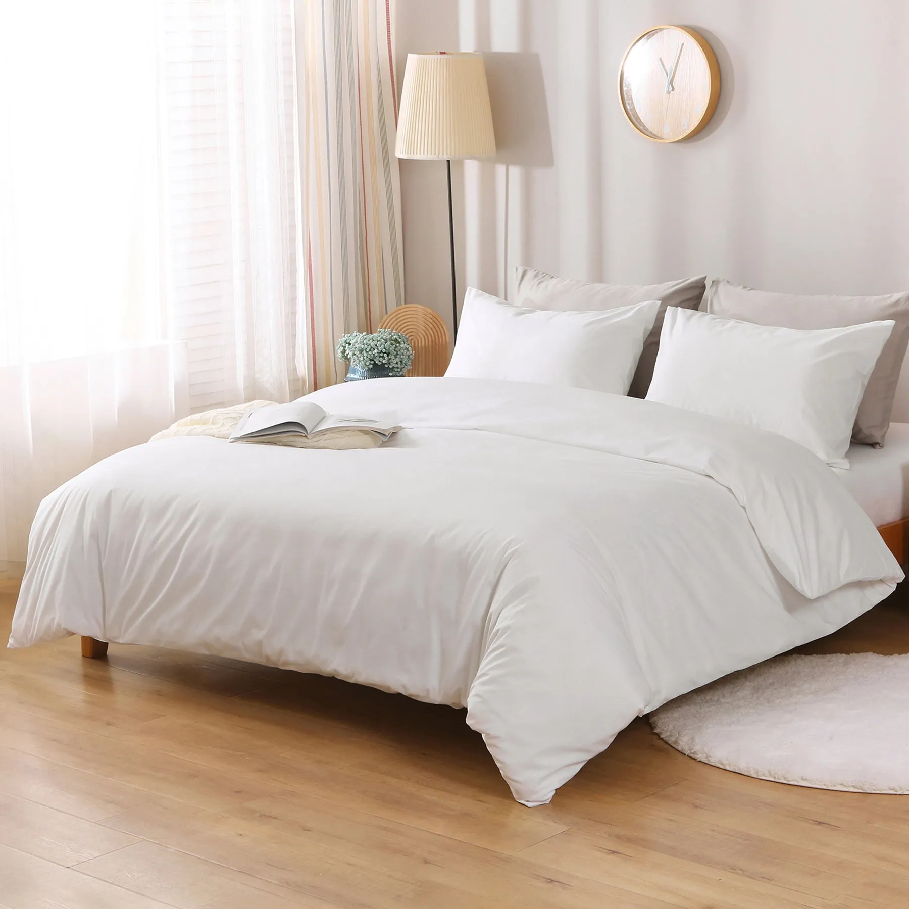 Linenova Cotton Blend White Quilt Cover Set