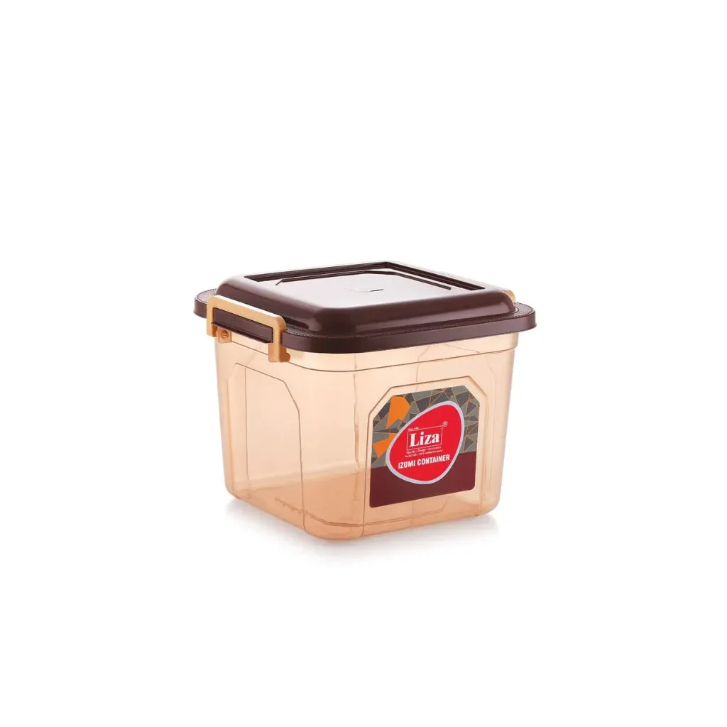 Liza Airtight Plastic Brown 14L Square Food Storage Container for Kitchen Storage