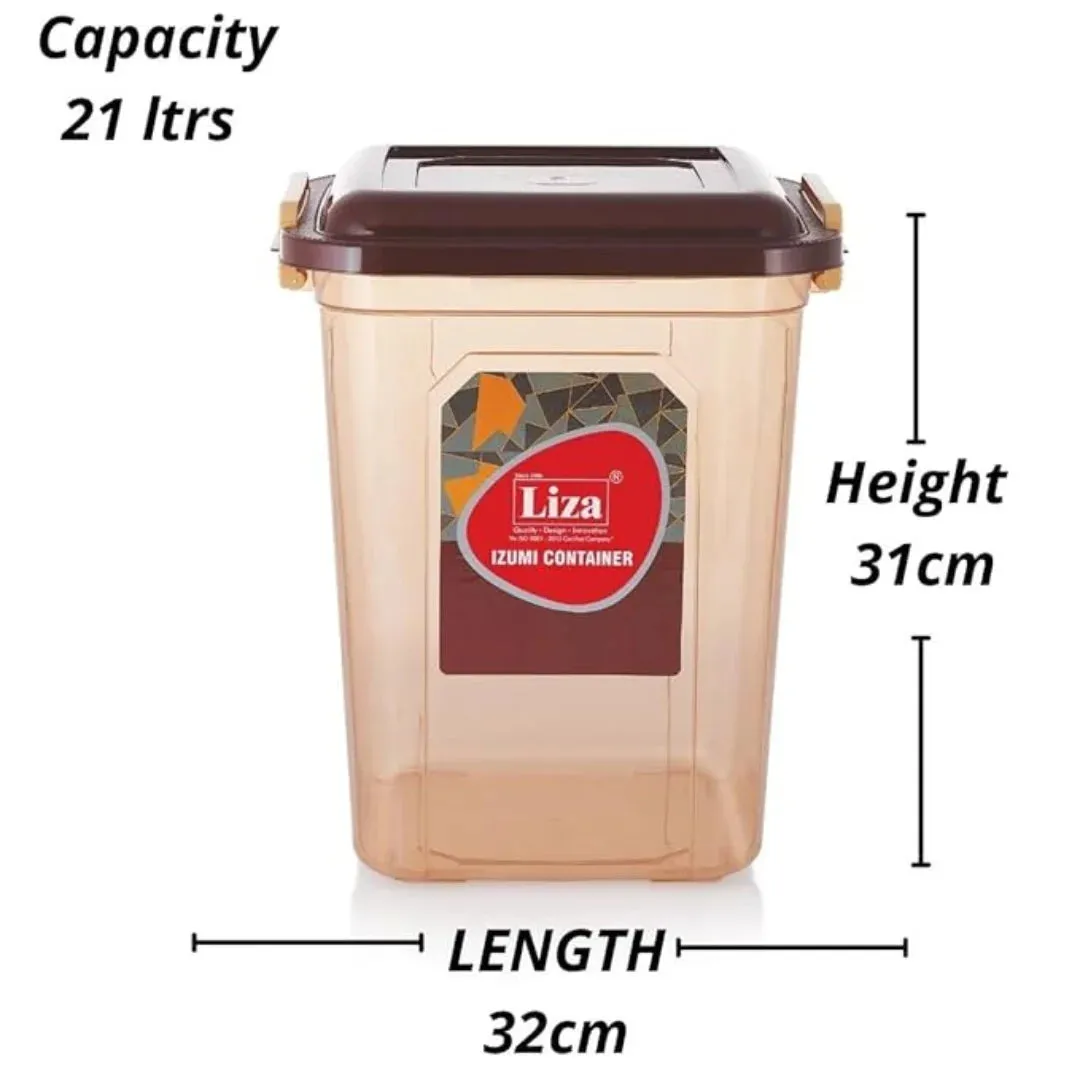 Liza Brown Airtight Plastic Square Food Storage Container Set for Kitchen