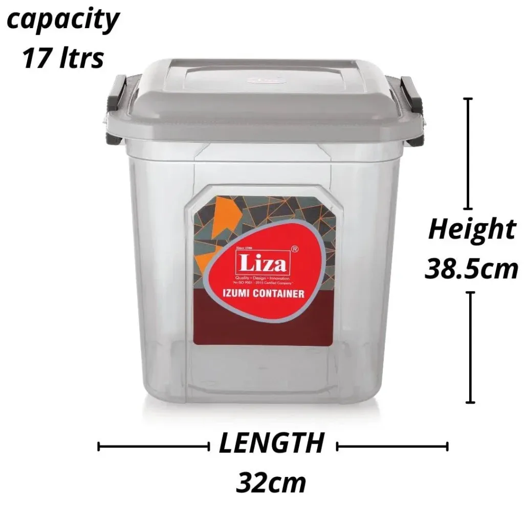 Liza Grey Airtight Plastic Square Food Storage Container Set for Kitchen