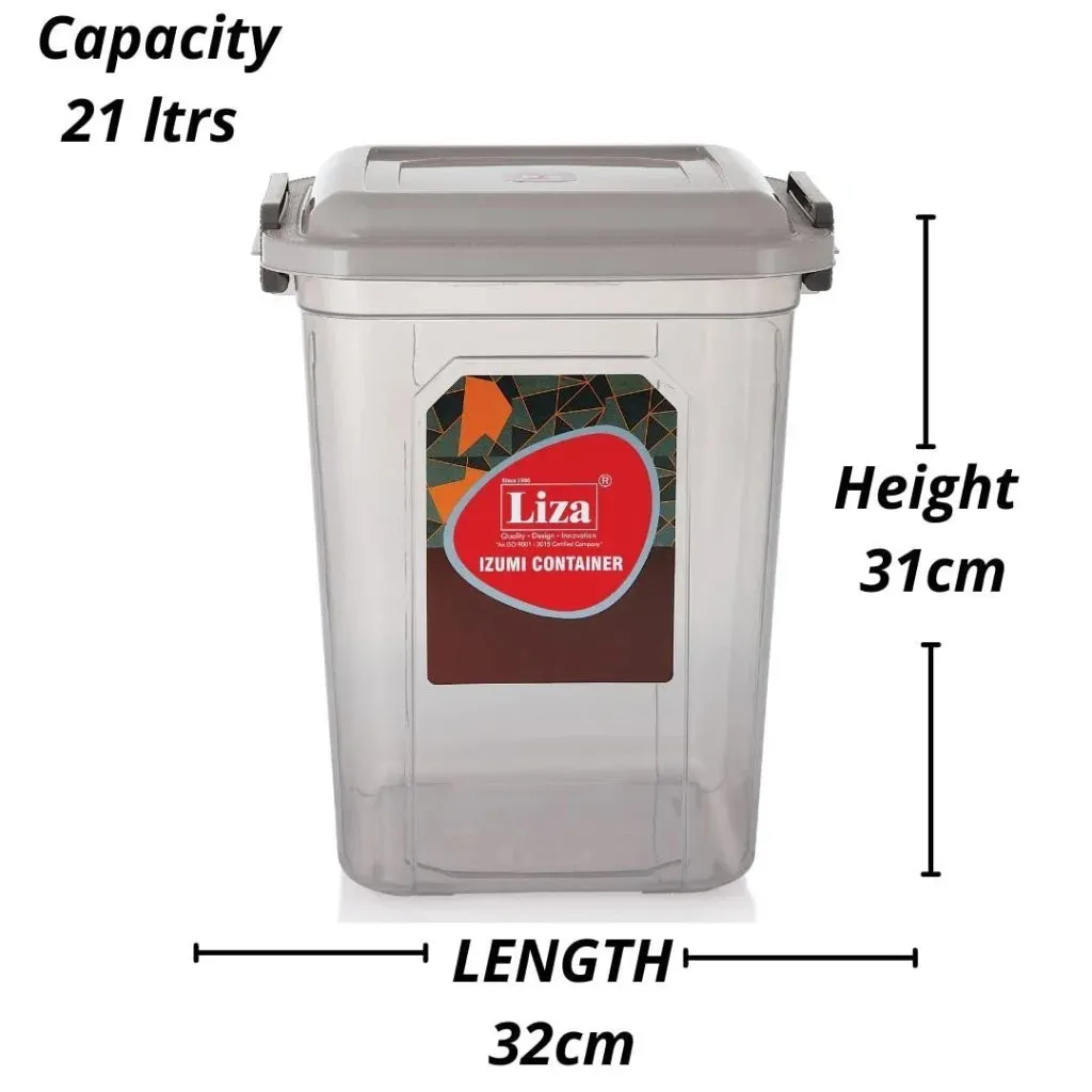 Liza Grey Airtight Plastic Square Food Storage Container Set for Kitchen