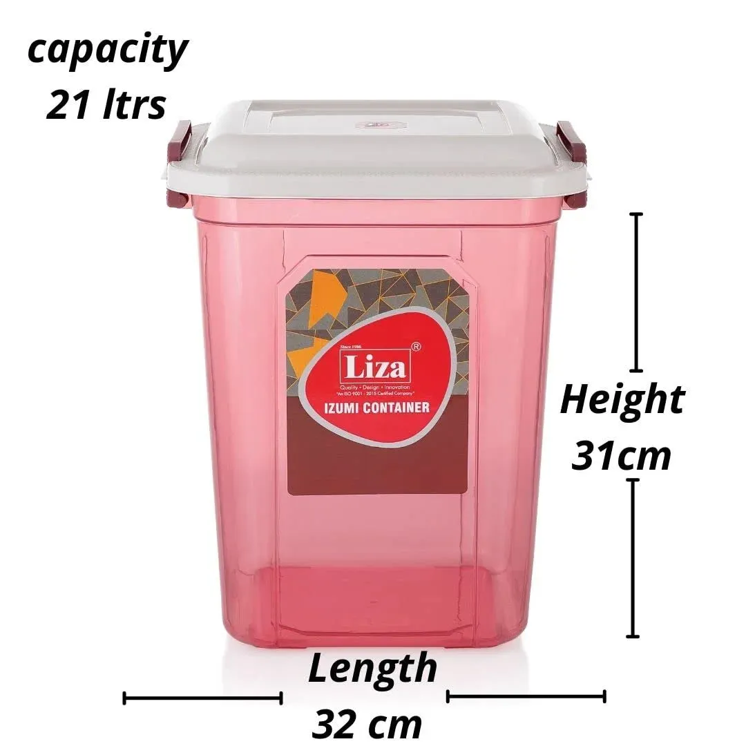 Liza Pink Airtight Plastic Square Food Storage Container Set for Kitchen