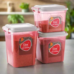 Liza Pink Airtight Plastic Square Food Storage Container Set for Kitchen