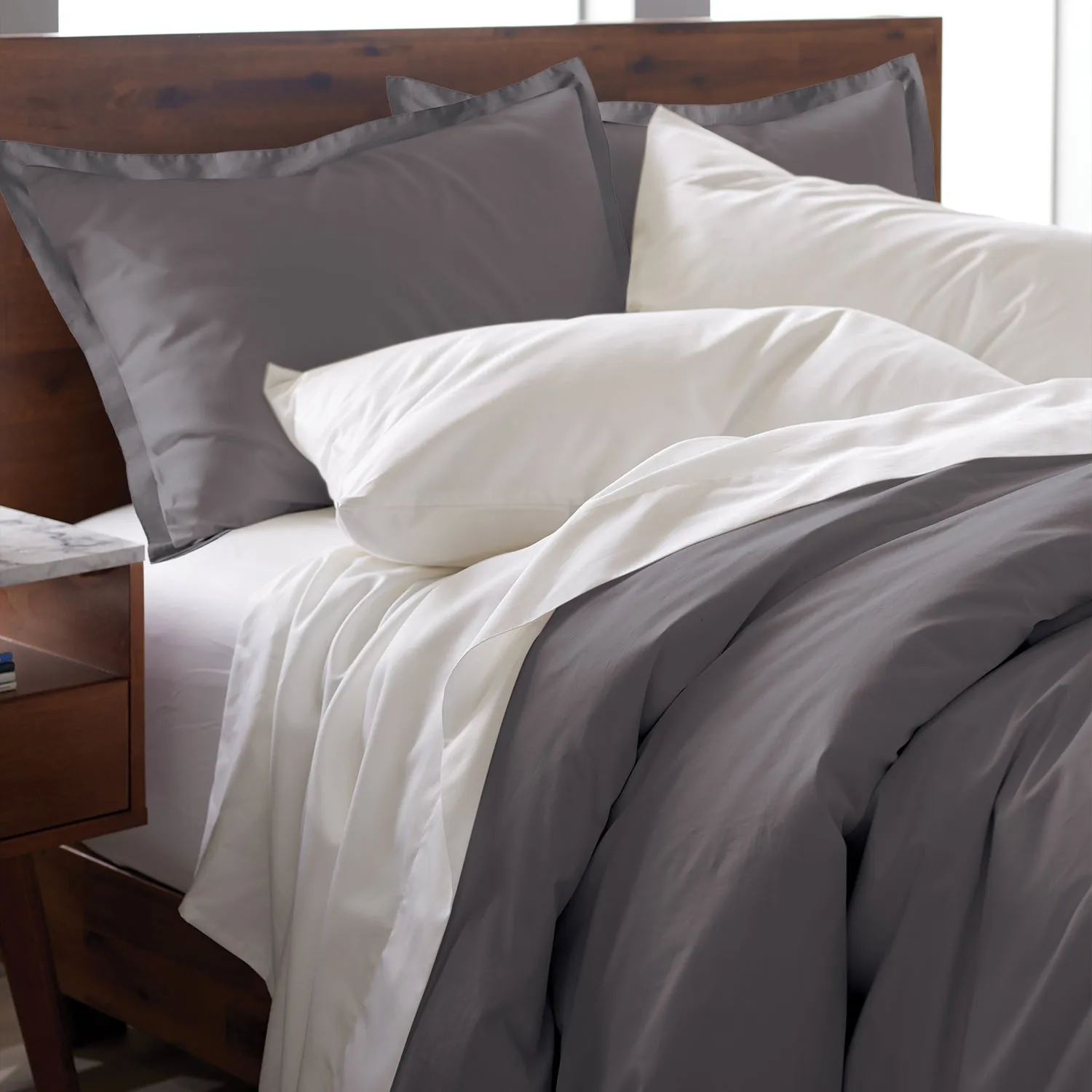 Luxe Cotton Sateen Duvet Cover Set, 3pc - Smooth, Breathable, Comfort