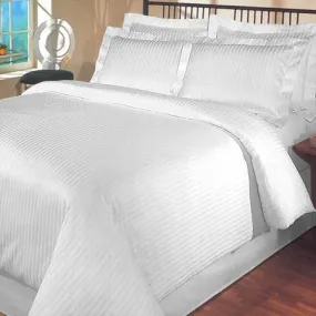 Luxury 1000TC 100% Egyptian Cotton Duvet Cover - Full/Queen Striped in White