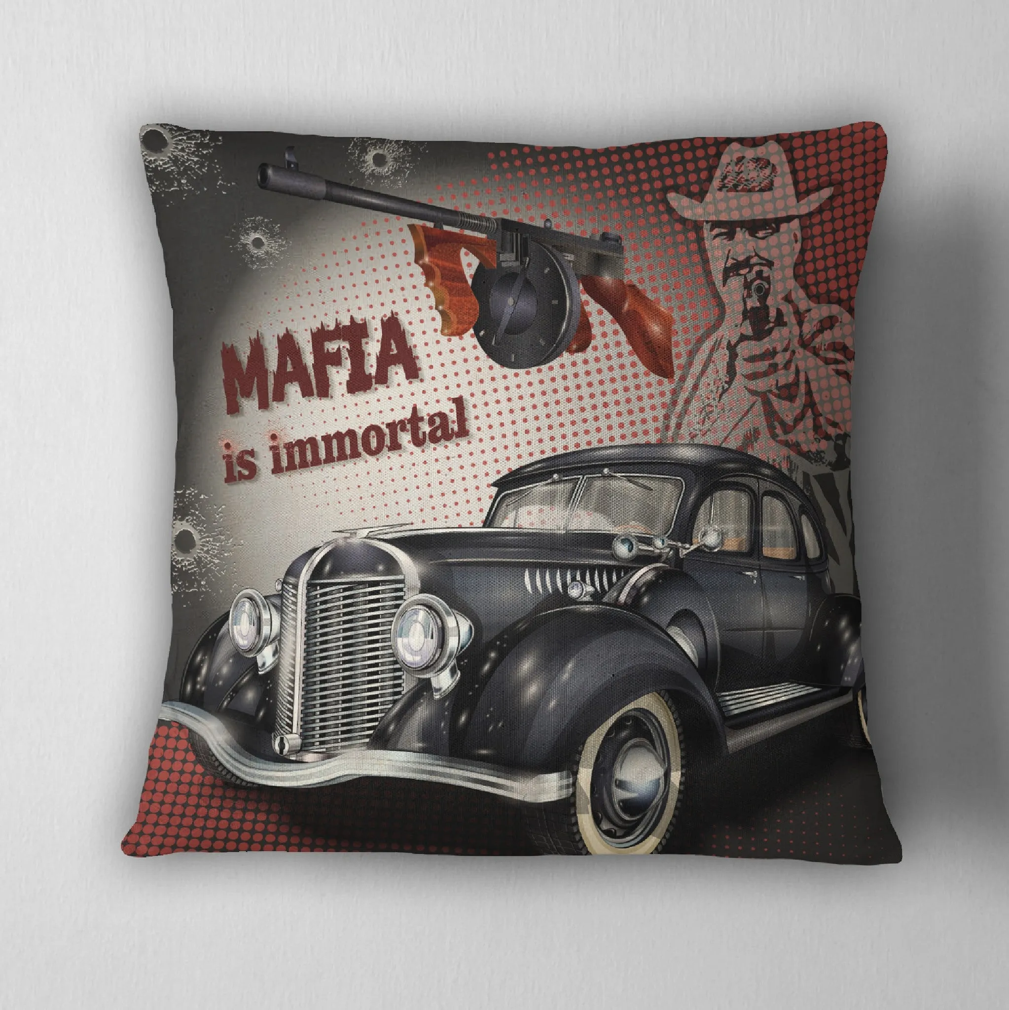 Mafia is Immortal Gangster Style Throw Pillow