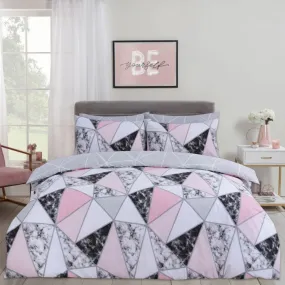 Marble Geometric Bedding - BLUSH