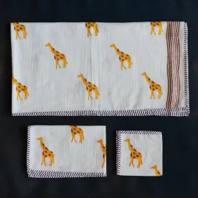 Masai Giraffe Blockprint Bath/Hand/Face Waffle Towel