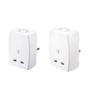 Masterplug Travel Adapter with 2 USB (2.1A) UK (TAUSBEUR2-MPA) / (TAUSBUSA2-MP)