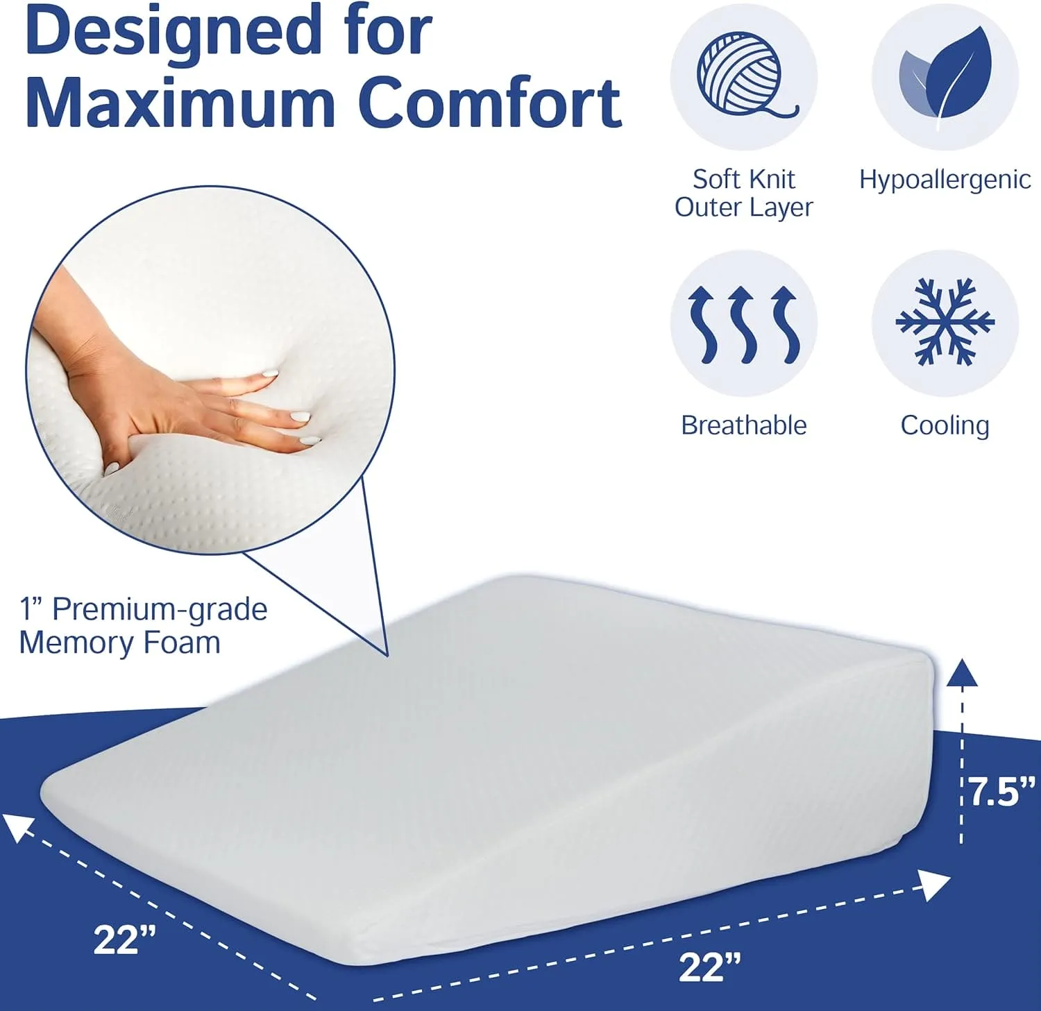 Memory Foam Bed Wedge Pillow