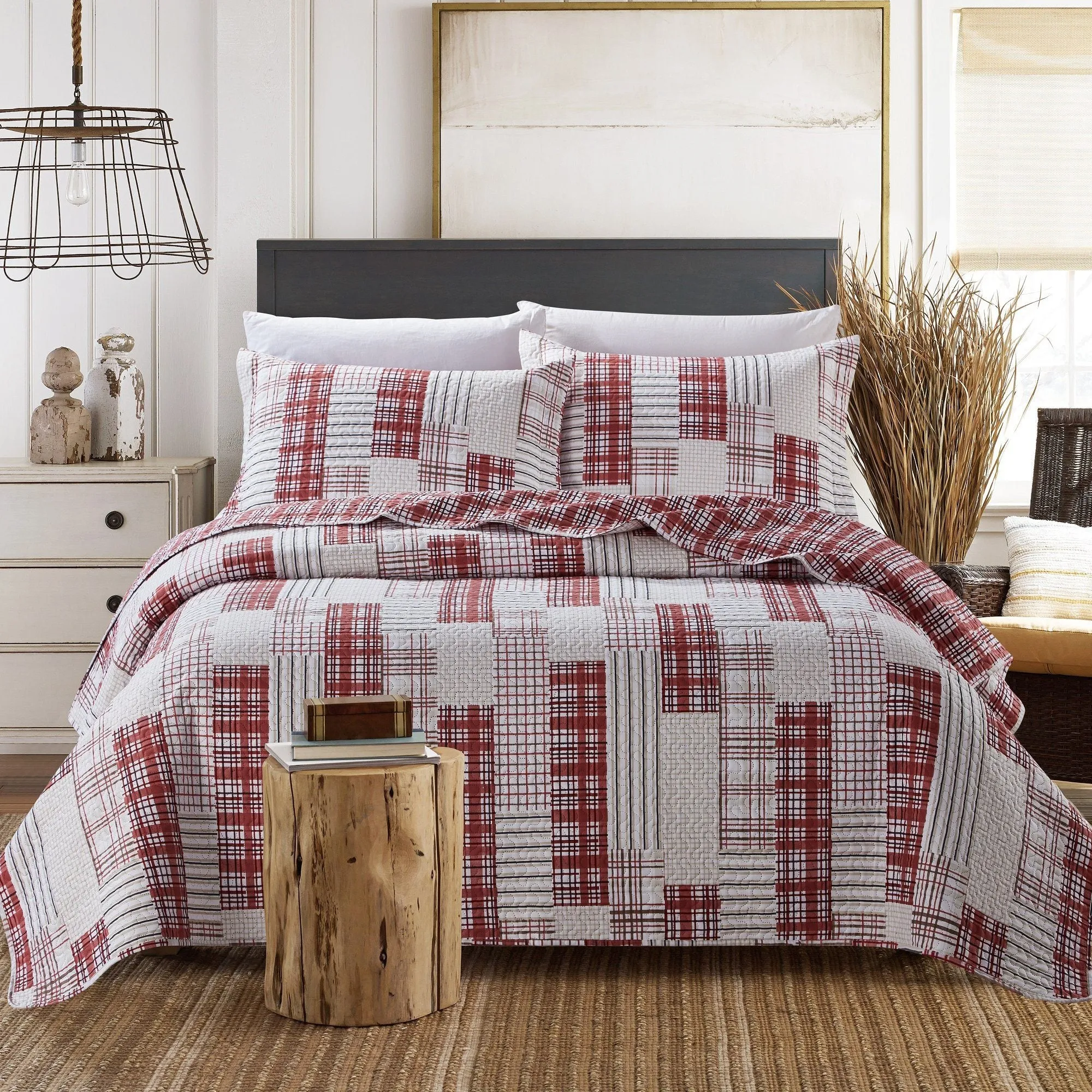 Micah - Plaid 3 Piece Quilt Set