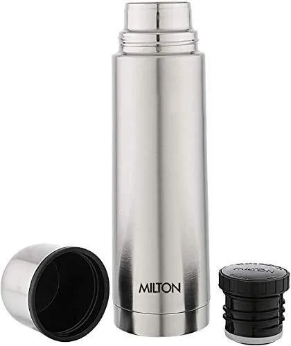 Milton Plain Lid 1000 Thermosteel 24 Hours Hot and Cold Water Bottle, 1000 ml, Silver