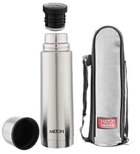 Milton Plain Lid 1000 Thermosteel 24 Hours Hot and Cold Water Bottle, 1000 ml, Silver