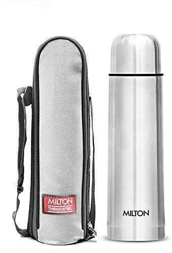 Milton Plain Lid 1000 Thermosteel 24 Hours Hot and Cold Water Bottle, 1000 ml, Silver