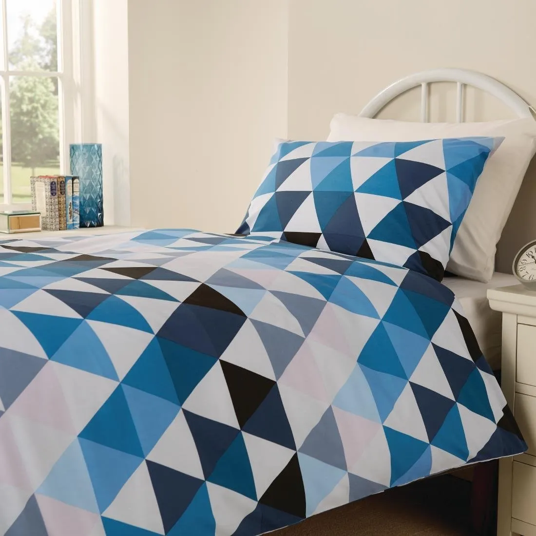 Mitre Essentials Geo Bedding Set Blue Small Double - HD148