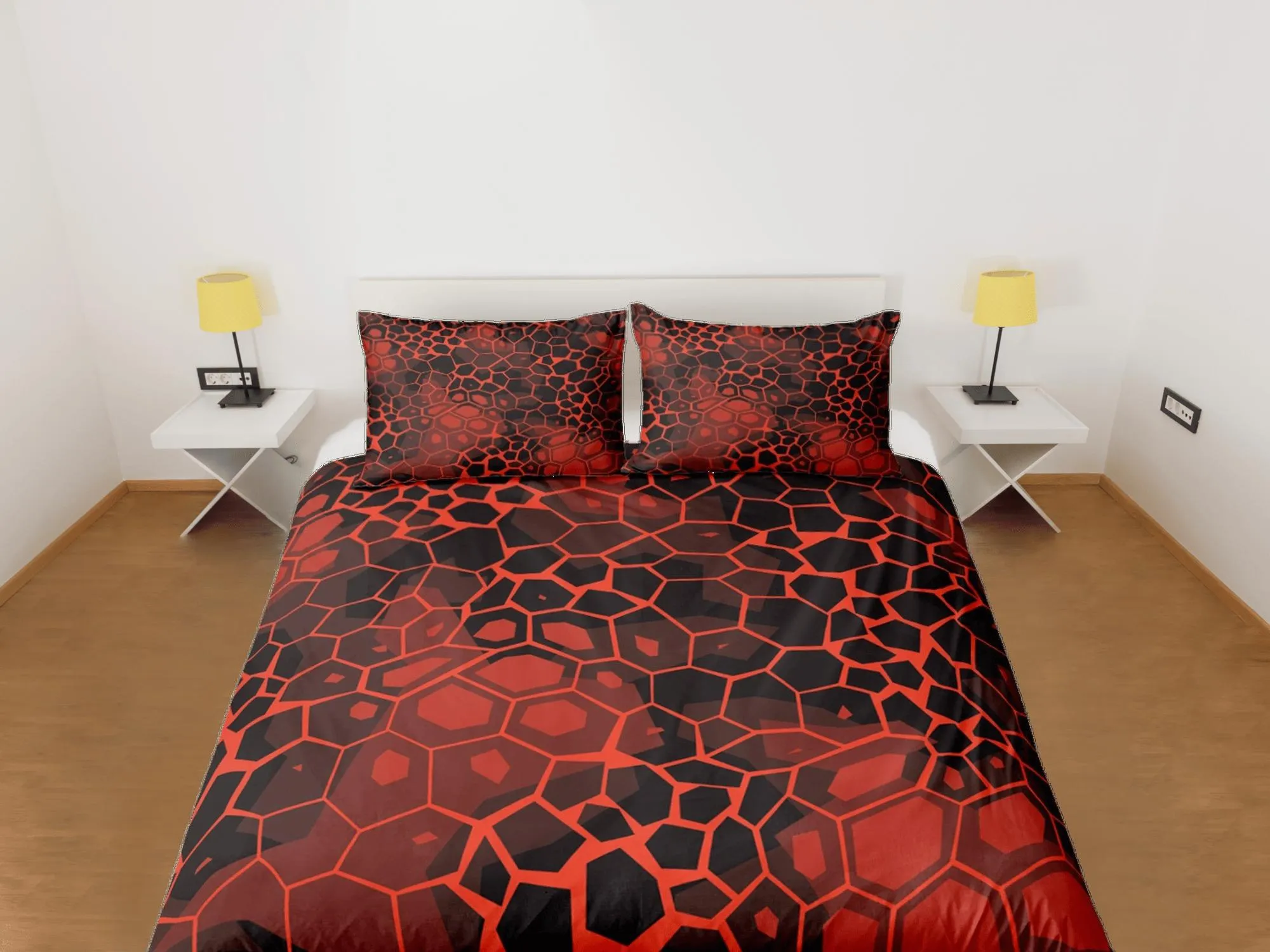 Modern Geometric Red Duvet Cover Colorful Dorm Bedding Set Full Abstract Design Bedspread