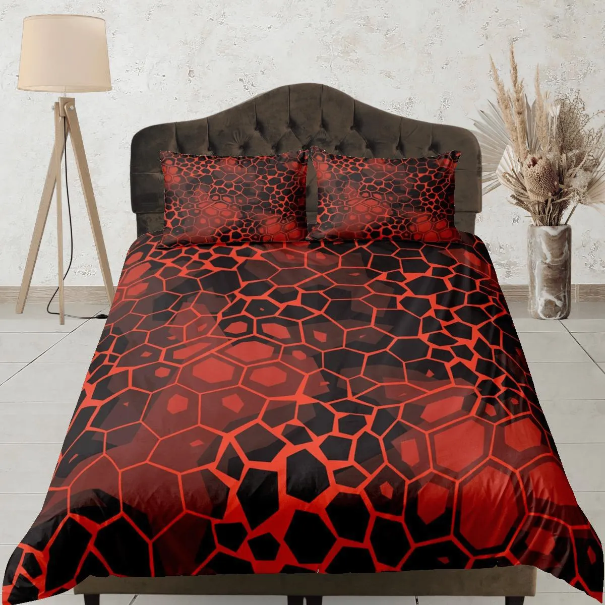 Modern Geometric Red Duvet Cover Colorful Dorm Bedding Set Full Abstract Design Bedspread