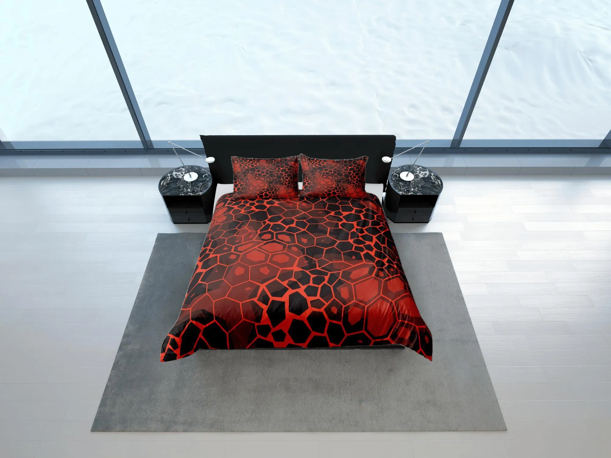 Modern Geometric Red Duvet Cover Colorful Dorm Bedding Set Full Abstract Design Bedspread