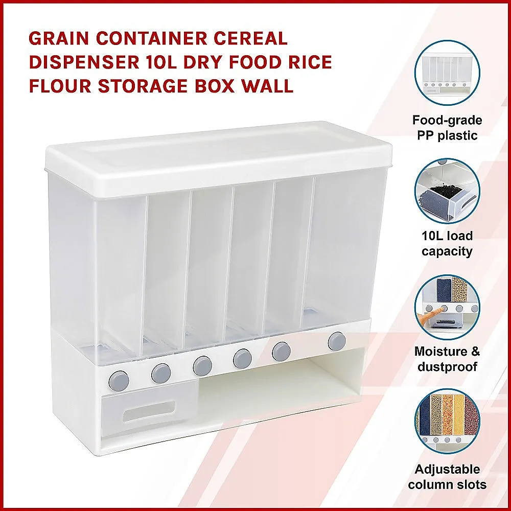 Moisture-Proof 10L Grain Cereal Dispenser, Wall Mount