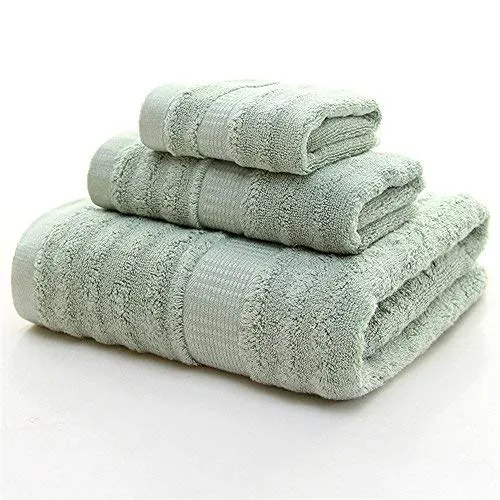 Mush Bamboo 3 PieceTowels Set | Ultra Soft, Absorbent and Antimicrobial 600 GSM (Bath Towel, Hand Towel and Face Towel) Perfect for Daily Use and Gifting (Olive Green)