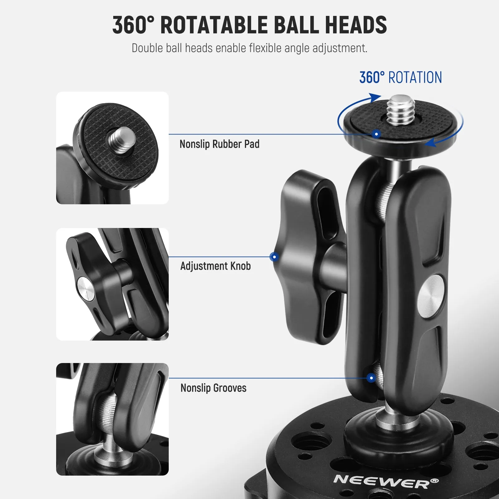 NEEWER CA013 6" Camera Suction Mount with Ball Head Magic Arm