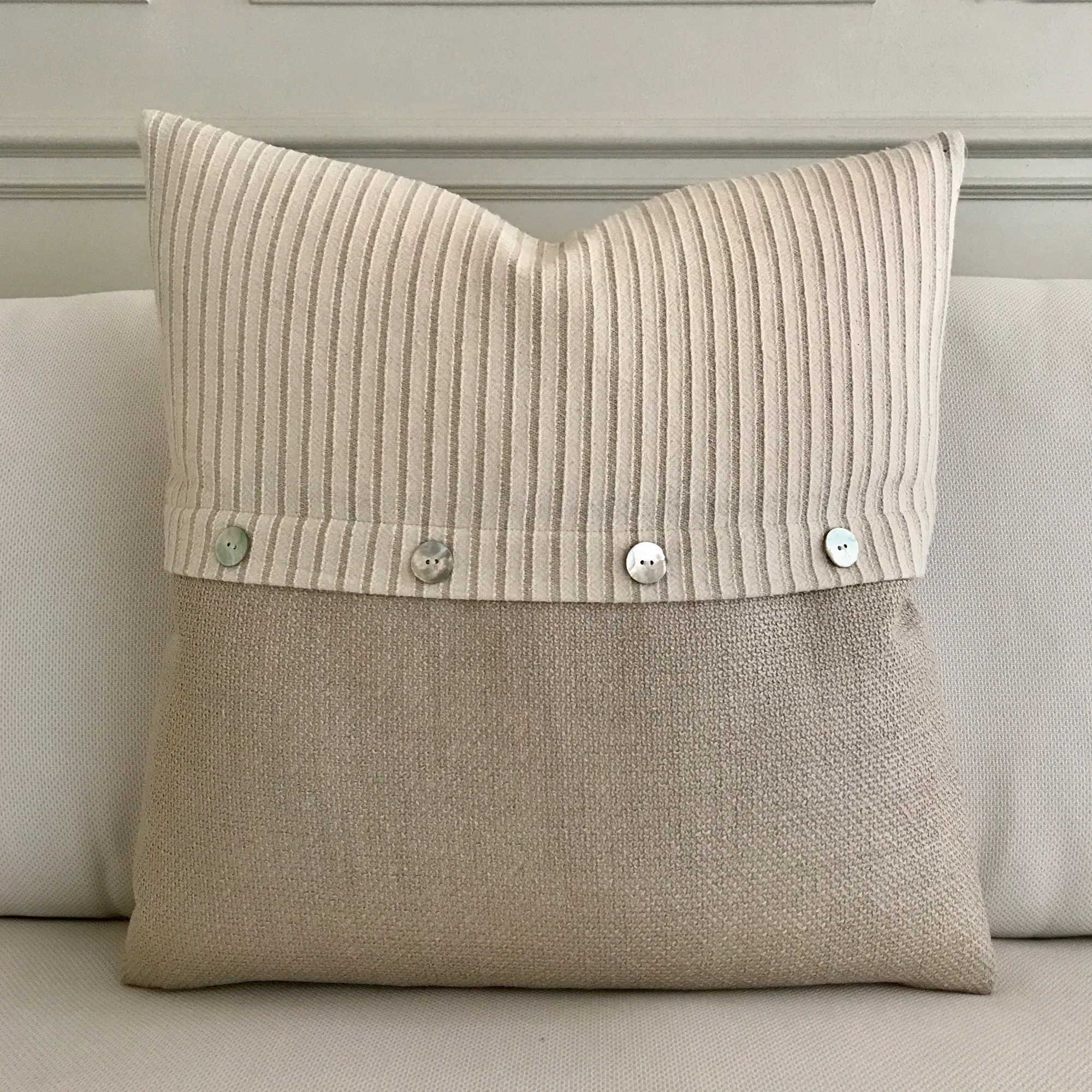 Neutral Stripe Decorative Envelope Pillow Cover 22x22