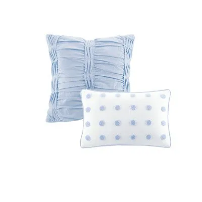 New - 7pc Full/Queen Kay Urban Habitat Cotton Jacquard Duvet Cover Set Blue