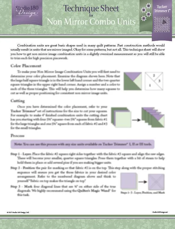 Non Mirror Combo Technique Sheet from Studio 180 Design