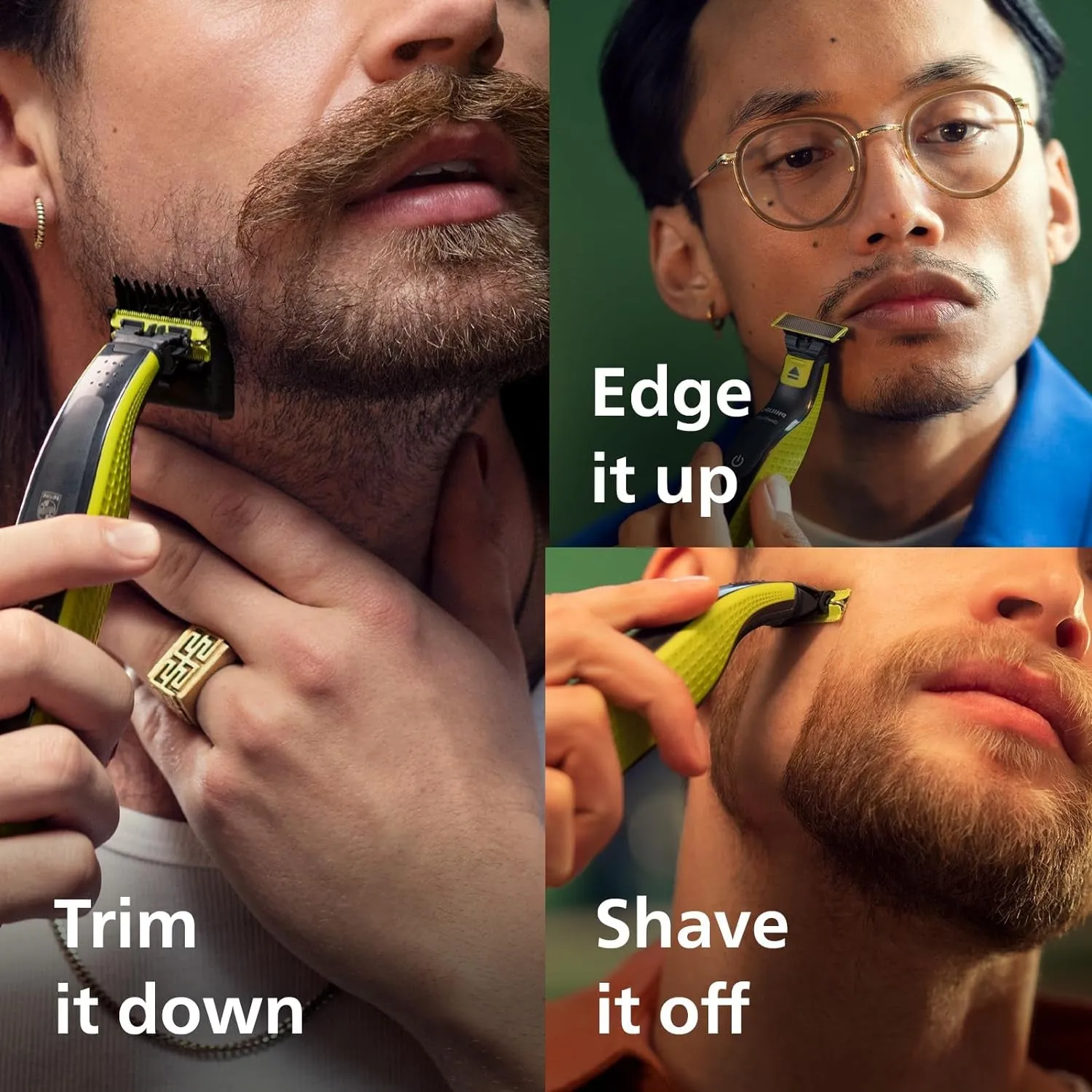 OneBlade Face, Authentic Hybrid Electric Beard Trimmer & Shaver. Incl. 1x Original Blade, 1 x Extra Original Blade (8 Month Supply), 5-in-1 Adjustable Comb, 1x Soft Pouch, Model QP2724/30