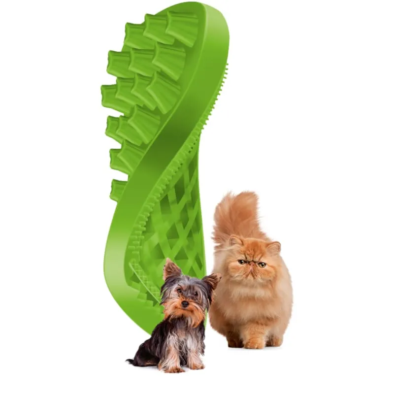 Pet   me Multi Functional Green Grooming Brush Soft Silicone for Dog & Cat