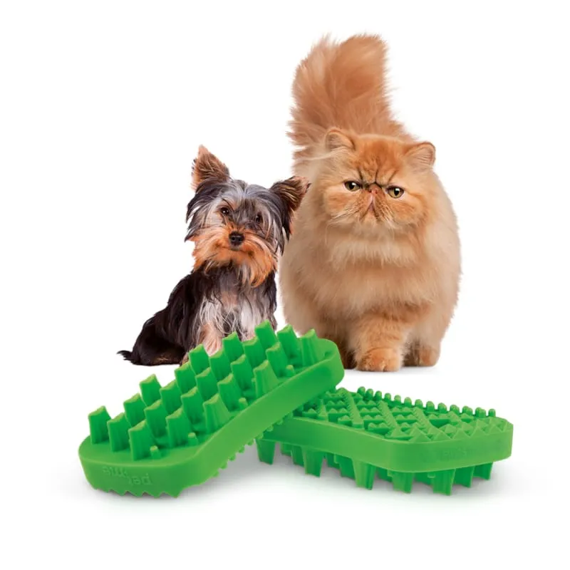 Pet   me Multi Functional Green Grooming Brush Soft Silicone for Dog & Cat