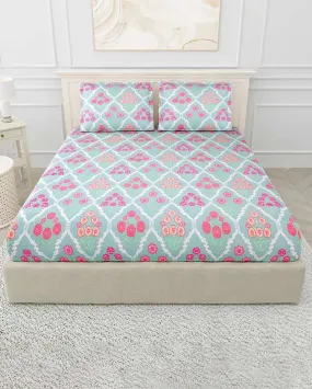 Petunia Floral Polycotton Flat Bedding Set | King Size | 108 x 108 inches